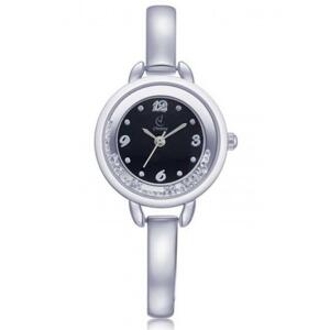Elegantné dámske hodinky striebornej farby s čiernym ciferníkom