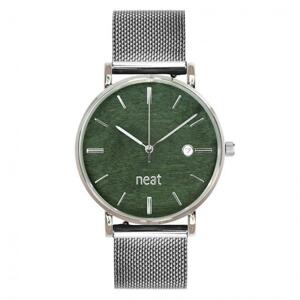 Strieborno-zelené štýlové hodinky s kovovým remienkom pre pánov