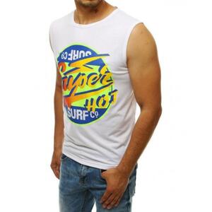 Pánske letné tričko s farebnou potlačou v bielej farbe