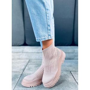 Ružové ponožkové topánky s hrubou podrážkou pre dámy