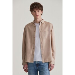 KOŠEĽA GANT REG HERRINGBONE FLANNEL SHIRT CARAMEL BEIGE