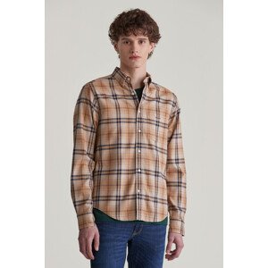 KOŠEĽA GANT REG JASPE FLANNEL PLAID SHIRT CARAMEL BEIGE