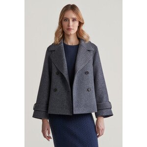 BUNDA GANT CROPPED HERRINGBONE WOOL JACKET EVENING BLUE