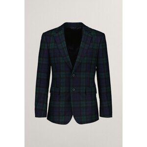 SAKO GANT SLIM BLACK WATCH CHECK BLAZER MARINE