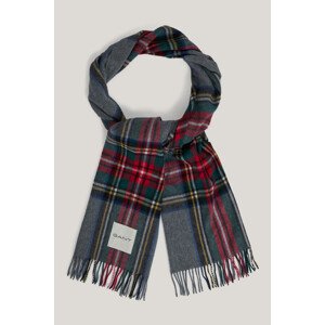 ŠÁL GANT CASHMERE BLEND TARTAN SCARF WARM GREY