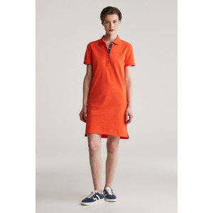 ŠATY GANT CONTRAST COLLAR PIQUE POLO DRESS ORANGE RED