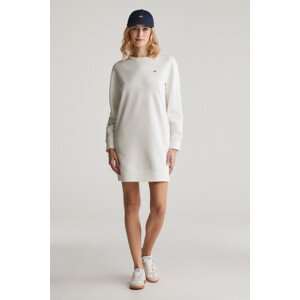 ŠATY GANT SHIELD C-NECK SWEAT DRESS EGGSHELL