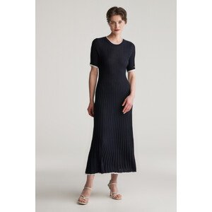 ŠATY GANT CONTRAST RIBBED SS KNIT DRESS EVENING BLUE