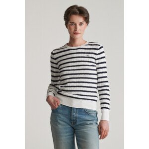 SVETER GANT STRETCH COTTON CABLE STRIPE C-NECK EGGSHELL