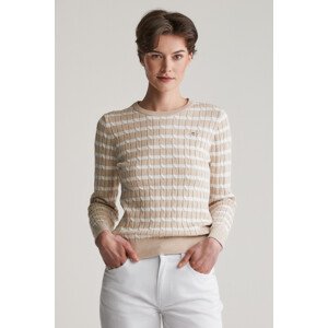 SVETER GANT STRETCH COTTON CABLE STRIPE C-NECK SEED MELANGE