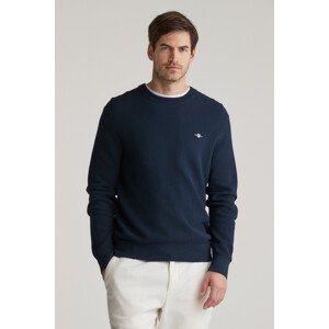 SVETER GANT MICRO TEXTURED COTTON C-NECK EVENING BLUE