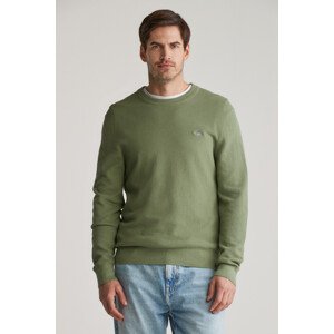 SVETER GANT MICRO TEXTURED COTTON C-NECK KALAMATA GREEN