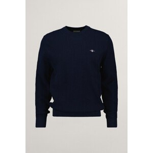 SVETER GANT TEXTURED COTTON C-NECK EVENING BLUE