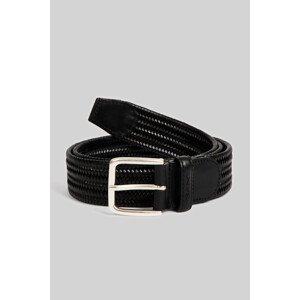 OPASOK GANT LEATHER ELASTIC BRAIDED BELT BLACK