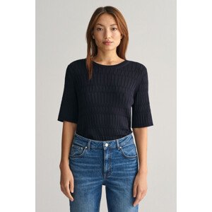 SVETER GANT TEXTURED SHORT SLEEVE C-NECK EVENING BLUE