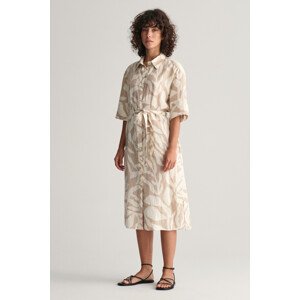 ŠATY GANT REL PALM PRINT LINEN SHIRT DRESS DRY SAND