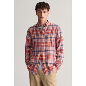 KOŠEĽA GANT REG LINEN MADRAS SHIRT PEACHY PINK