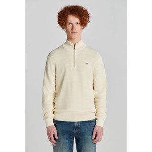 SVETER GANT STRIPE TEXTURED COTTON H-ZIP CREAM