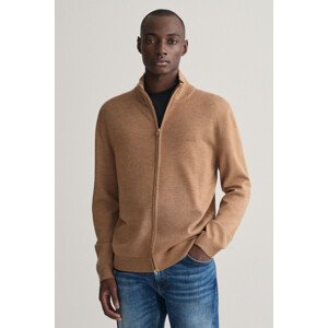 SVETER GANT EXTRAFINE MERINO WOOL ZIP CARDIGAN DK. SAND MELANGE