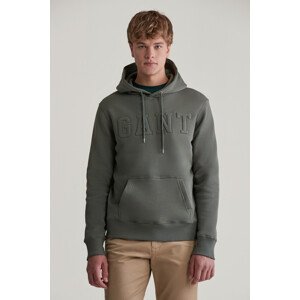 MIKINA GANT EMBOSSED SWEAT HOODIE DARK EARTHY GREEN