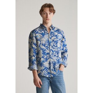 KOŠEĽA GANT REG BOTANICAL PRINT LINEN SHIRT RICH BLUE