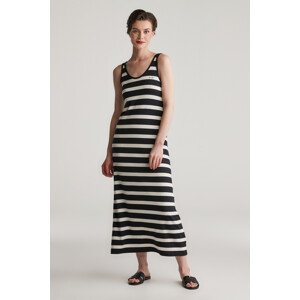 ŠATY GANT STRIPED TANK TOP JERSEY MIDI DRESS BLACK