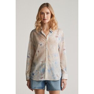 KOŠEĽA GANT REL FLORAL PRINT COT SILK SHIRT PUTTY
