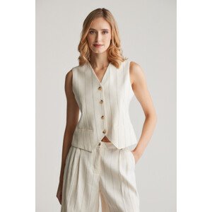 VESTA GANT PINSTRIPE LINEN VEST EGGSHELL