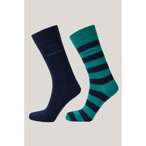 PONOŽKY GANT BARSTRIPE AND SOLID SOCKS 2-PACK DEEP GREEN