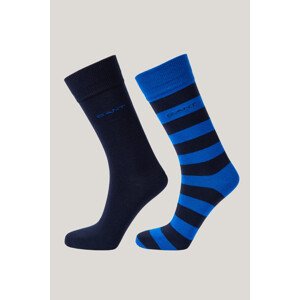 PONOŽKY GANT BARSTRIPE AND SOLID SOCKS 2-PACK LAPIS BLUE