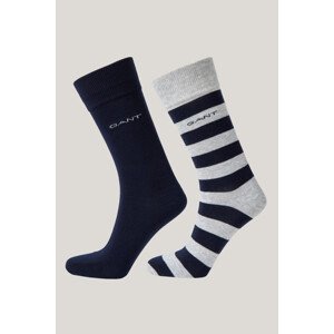 PONOŽKY GANT BARSTRIPE AND SOLID SOCKS 2-PACK LIGHT GREY MELANGE