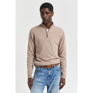 SVETER GANT SUPERFINE LAMBSWOOL HALF ZIP DK. SAND MELANGE
