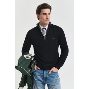 SVETER GANT COTTON PIQUE HALF ZIP BLACK