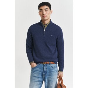 SVETER GANT COTTON PIQUE HALF ZIP MARINE MELANGE