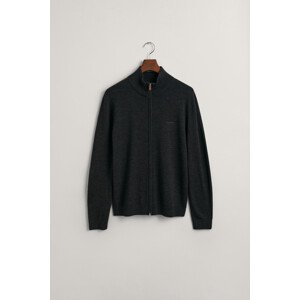 SVETER GANT EXTRAFINE MERINO WOOL ZIP CARDIGAN DK CHARCOAL MELANGE