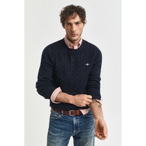 SVETER GANT COTTON CABLE C-NECK EVENING BLUE
