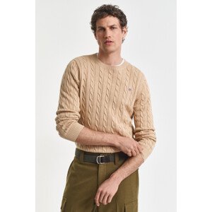 SVETER GANT COTTON CABLE C-NECK KHAKI MEL