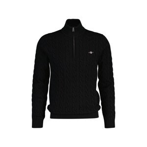 SVETER GANT COTTON CABLE HALF ZIP BLACK