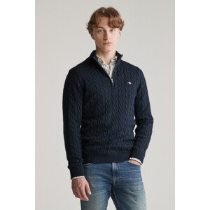 SVETER GANT COTTON CABLE HALF ZIP EVENING BLUE