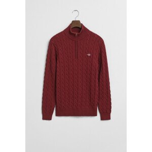SVETER GANT COTTON CABLE HALF ZIP PLUMPED RED
