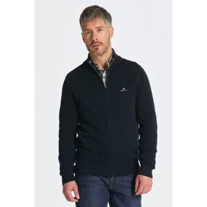 SVETER GANT COTTON PIQUE ZIP CARDIGAN EVENING BLUE