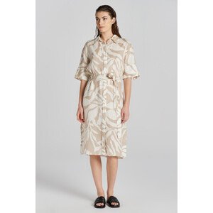 ŠATY GANT REL PALM PRINT LINEN SHIRT DRESS DRY SAND