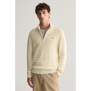SVETER GANT STRIPE TEXTURED COTTON H-ZIP CREAM