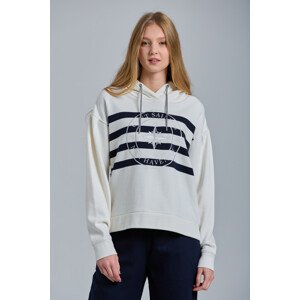 MIKINA GANT D1. EMBROIDERED STRIPE HOODIE biela M