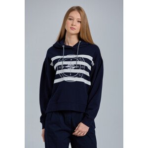 MIKINA GANT D1. EMBROIDERED STRIPE HOODIE modrá XS