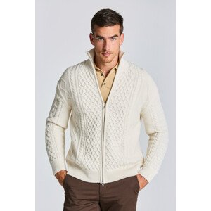 SVETER GANT D2. ARAN CABLE FULLZIP biela XXXL