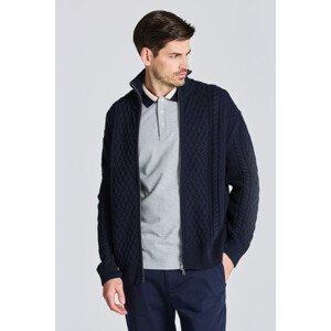 SVETER GANT D2. ARAN CABLE FULLZIP modrá XL