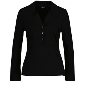 POLOKOŠEĽA GANT D2. RIB POLO LS TOP EBONY BLACK