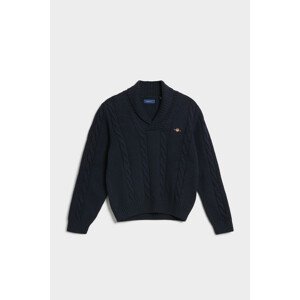 SVETER GANT D1. SHAWL COLLAR CABLE KNIT modrá 176