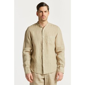 KOŠEĽA GANT REG UT GMNT DYED LINEN BAND SHIRT CONCRETE BEIGE